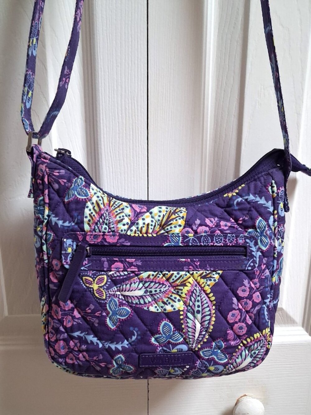 VERA BRADLEY Mini Andi Batik Leaves Purple Crossbody Bag